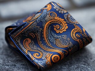 蓝色佩斯利花纹精美手帕