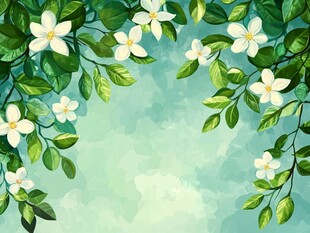 清新花卉绿叶背景图