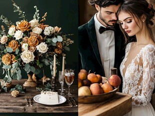 浪漫婚礼场景与甜蜜新人