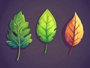 三色树叶插画