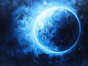 梦幻蓝色星球宇宙图景