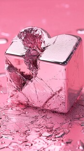 破碎爱心冰块 粉色梦幻感