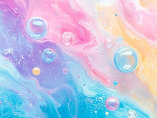 梦幻色彩流体与泡泡世界