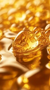 晶莹琥珀般软胶囊特写