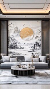 中式客厅 山水壁画显雅致