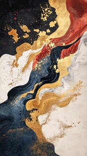 金墨流动抽象艺术画卷