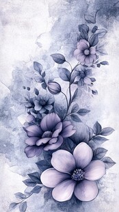 淡紫色花卉水彩艺术插画