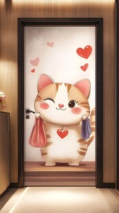 可爱猫咪门贴 浪漫氛围感