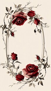 玫瑰藤蔓装饰边框图案