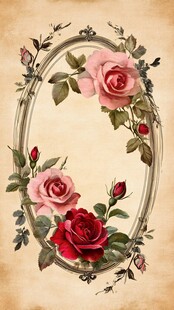 复古玫瑰椭圆装饰画