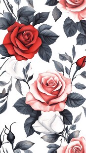 玫瑰花卉无缝图案设计