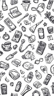 手绘日常物品无缝图案