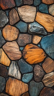 多彩拼贴石墙面纹理