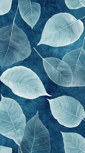 蓝底浅叶图案背景纹理