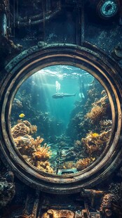 透过舷窗的海底奇妙景观