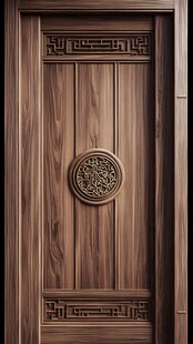 中式实木雕花入户门