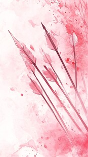 粉色水彩风的精美羽毛箭
