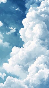 梦幻蓝天与蓬松云朵