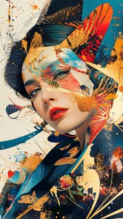 梦幻色彩的女性创意艺术画