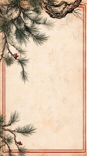 复古松枝边框背景图