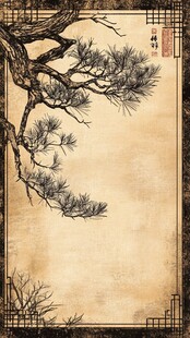 中式古松边框背景图