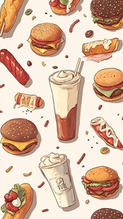 美味快餐插画