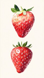 水彩风新鲜草莓插画