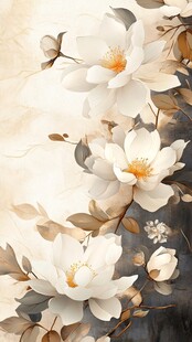 水墨风白玉兰花卉插画