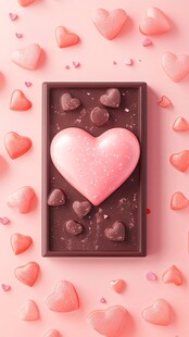 粉色爱心巧克力甜蜜场景