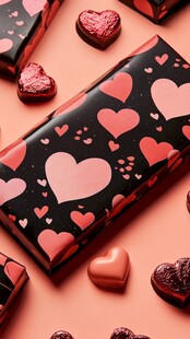 爱心包装礼盒与心形巧克力