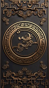 中式浮雕金属装饰艺术图案