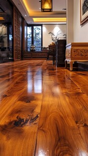 典雅木质客厅地板与家具