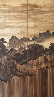 中式山水木雕屏风艺术