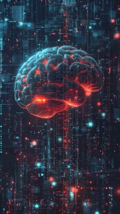 科技感人脑与数字背景画面