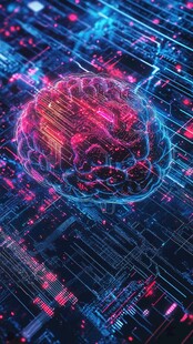 科技感大脑与电路的梦幻融合
