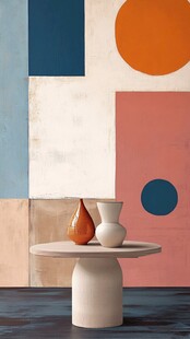 几何背景下的简约摆件