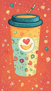 可爱插画风的创意咖啡杯