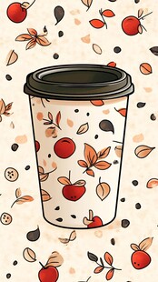 秋日咖啡杯插画