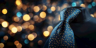 时尚领带在梦幻光斑背景下