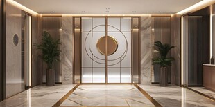 豪华大气的高端电梯厅设计