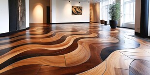 创意波浪纹木质大厅地板