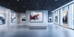 现代艺术展厅内的精美画作