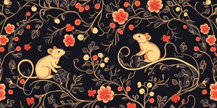 鼠年花卉图案精美壁纸