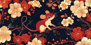 鼠栖繁花间的美好图景