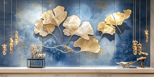 蓝墙金银杏艺术装饰摆件