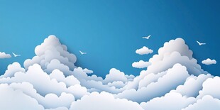 梦幻云端飞鸟蓝天美景