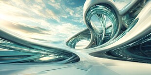 未来感流线型科幻建筑景观