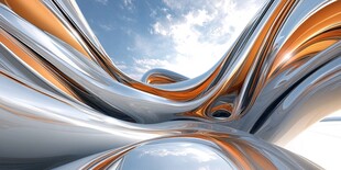 未来感金属流体艺术景观