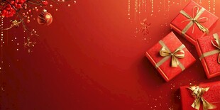 红色喜庆礼物装饰背景图