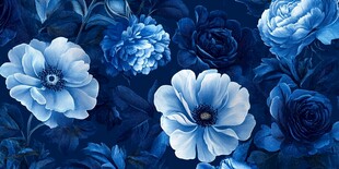 蓝色花卉图案背景纹理